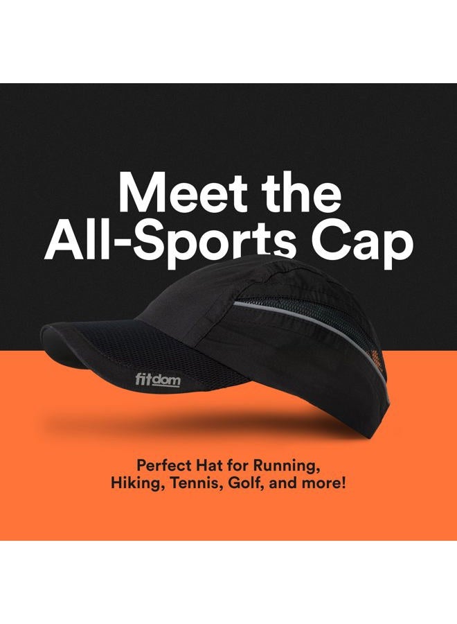 Fitdom Lightweight All Sports Cap Perfect Hat for Running, Hiking, Tennis, Golf & More Black, Black, One size - Image 2