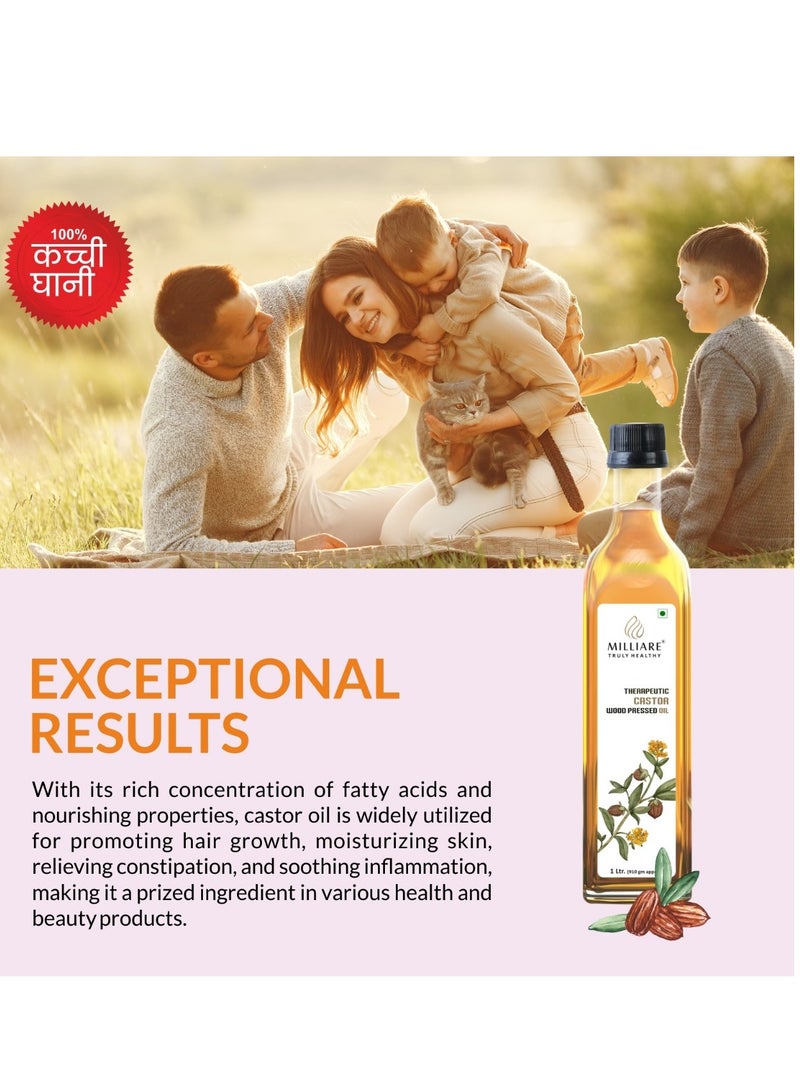 Milliare Therapeutic Organic Castor Wood Pressed Oil - 100% Pure and Natural | Premium Grade Oils for Body, Skin,Hair & massage | Natural Essential Oil | 250 ml | Made in India - Non Preservative Oil - Image 4