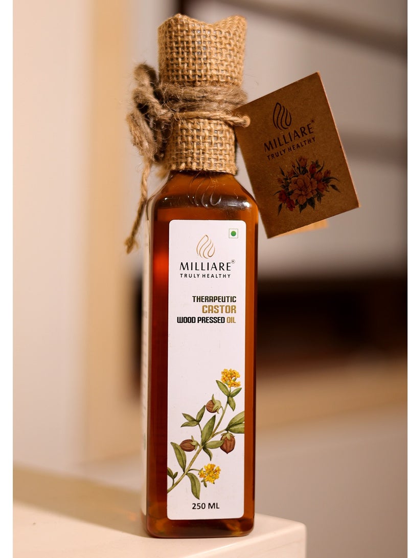 Milliare Therapeutic Organic Castor Wood Pressed Oil - 100% Pure and Natural | Premium Grade Oils for Body, Skin,Hair & massage | Natural Essential Oil | 250 ml | Made in India - Non Preservative Oil - Image 5