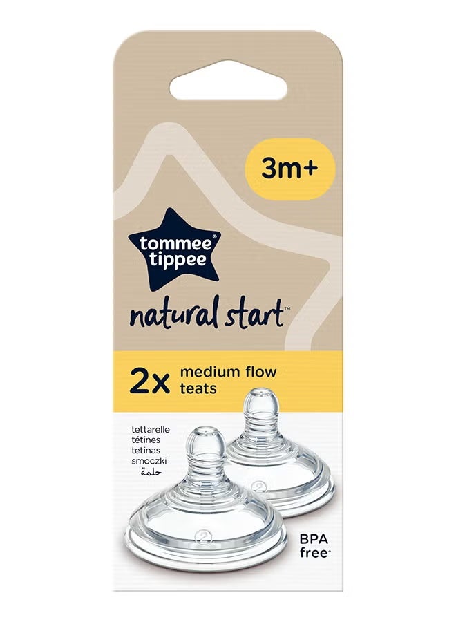 تومي تيبي يو كيه حلمات رضاعة أطفال من كلوزر تو ناتشر، تدفق متوسط، مناسبة للأطفال من عمر 3 أشهر فما فوق، عبوة من قطعتين - Image 3