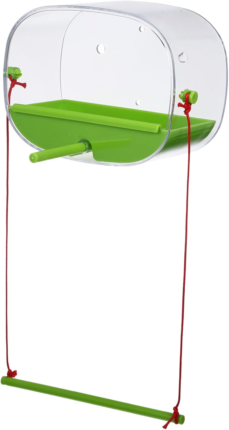 1set Transparent Window Bird Feeder with Cups Shape Parrot Food Container for Use Easy to Clean and Design for Bird Watching - Image 1