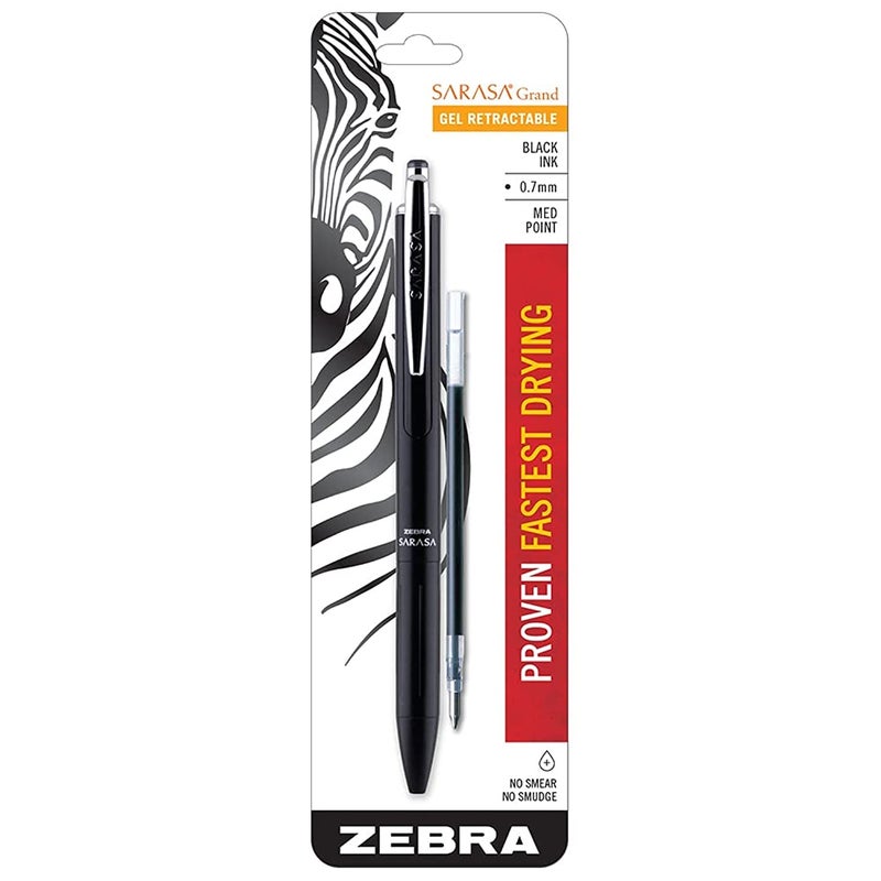 Zebra Pen Sarasa Grand Retractable Gel Pen with Ink Refill, Black Barrel, Medium Point, 0.7mm, Black Ink, 1-Pack (91201) - Image 1