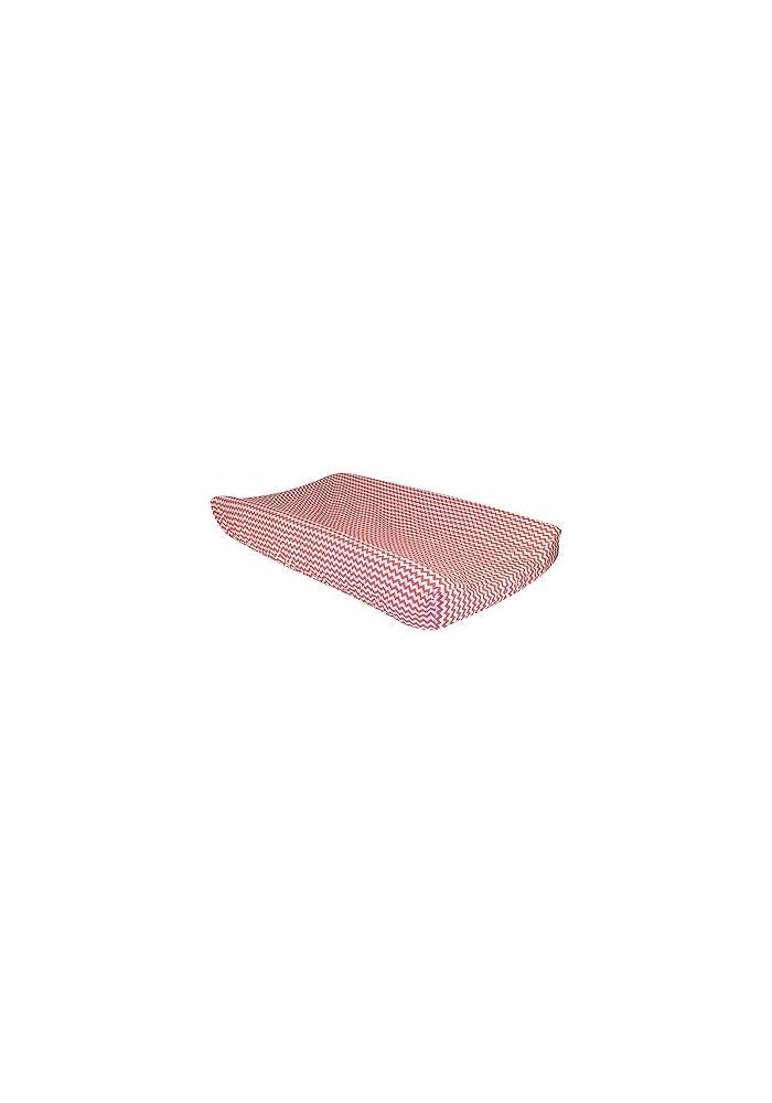 Trend Lab White Chevron Print Changing Pad Cover, Coral Pink - Image 1
