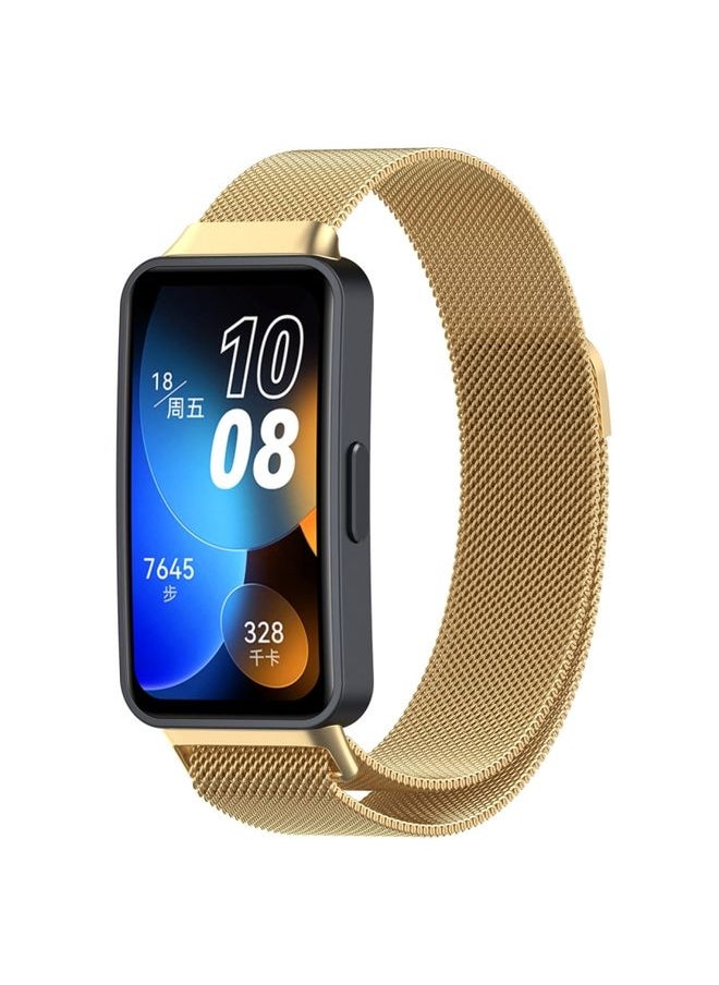 Generic - Replacement Strap For Huawei Band 8 Milanese Metal Watch Band Gold - Image 1
