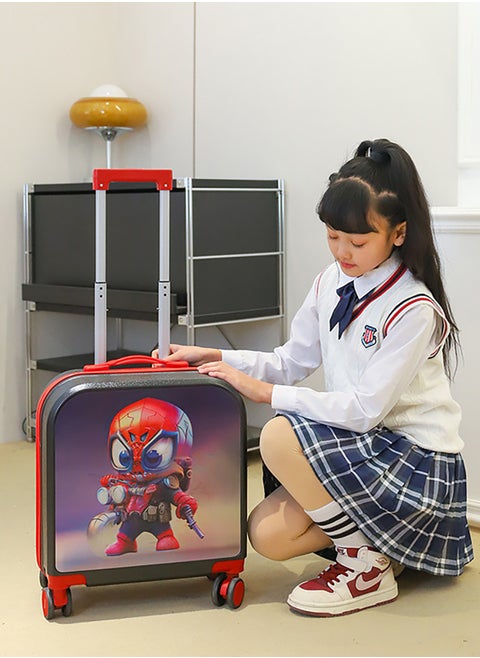 Kids Rolling Luggage, 20" Kids Suitcase with 3D Multiple View Design, ABS PC Material, Cute Cartoon Character Pattern Travel Trolley Case for Girls Boys Children