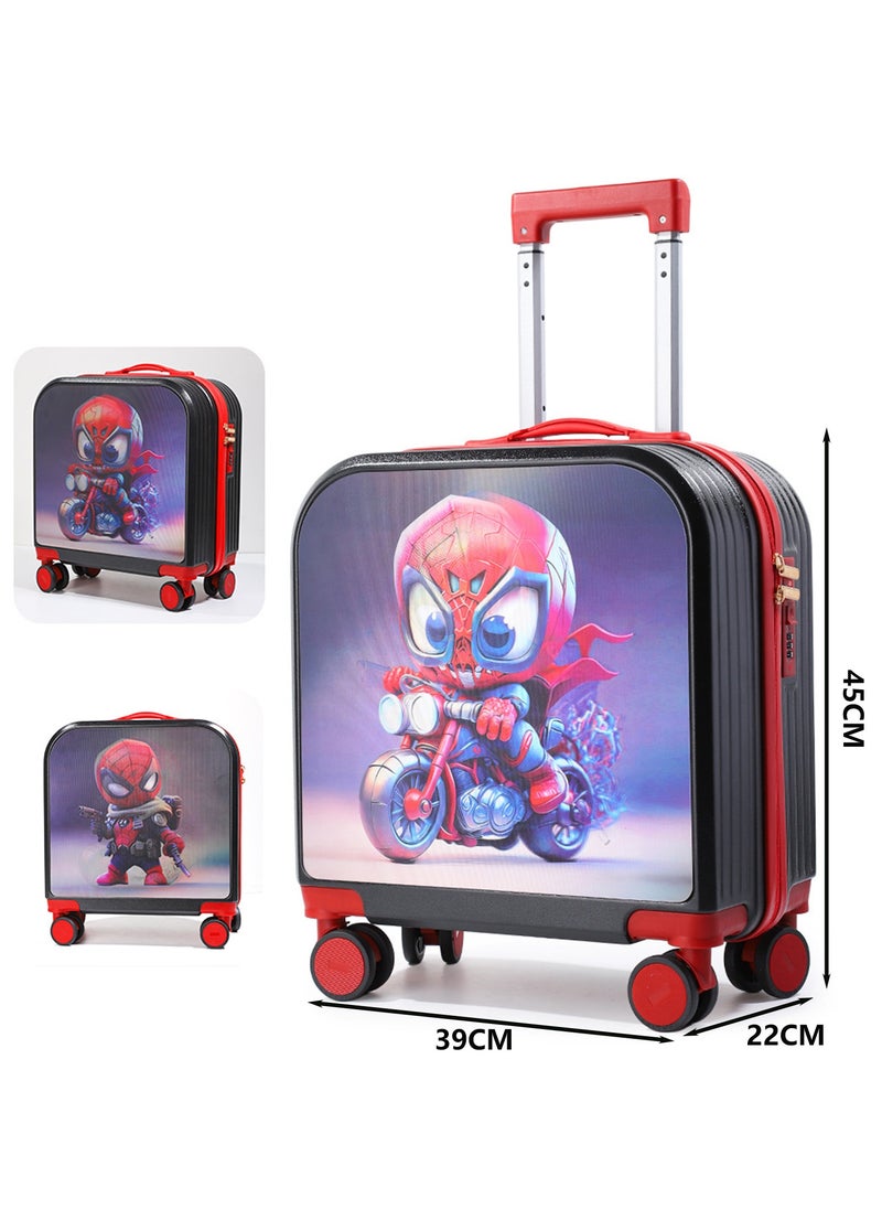 Kids Rolling Luggage, 20" Kids Suitcase with 3D Multiple View Design, ABS PC Material, Cute Cartoon Character Pattern Travel Trolley Case for Girls Boys Children