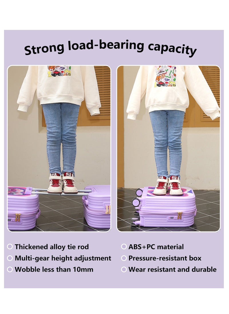 Kids Rolling Luggage, 20" Kids Suitcase with 3D Multiple View Design, ABS PC Material, Cute Cartoon Character Pattern Travel Trolley Case for Girls Boys Children