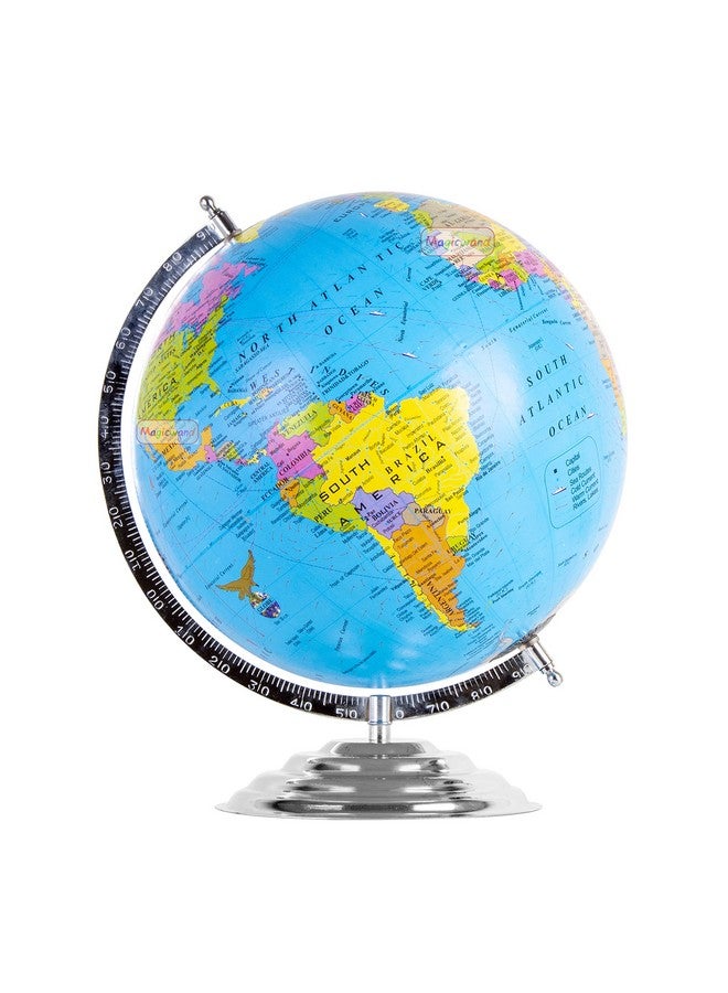 ماجيك واند كرة أرضية دوارة تعليمية سياسية معدنية من ماجيك واند مع قاعدة معدنية، 12 بوصة مع قاعدة من الكروم - Image 1
