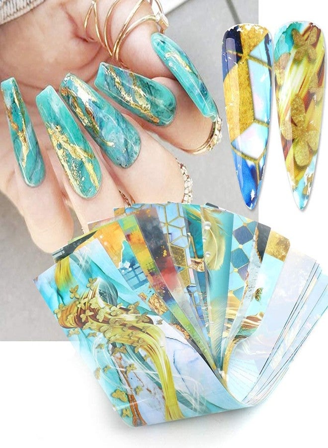 YKZFUI Marble Nail Foils Transfer Stickers Nail Art Supplies Foil Transfers Decals Holographic Marble Starry Sky Nail Foil Design Sticker for Women Acrylic Nails DIY Manicure Tips Wraps Decoration 10 Sheets - Image 1