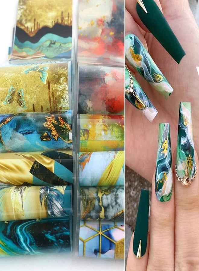 YKZFUI Marble Nail Foils Transfer Stickers Nail Art Supplies Foil Transfers Decals Holographic Marble Starry Sky Nail Foil Design Sticker for Women Acrylic Nails DIY Manicure Tips Wraps Decoration 10 Sheets - Image 2