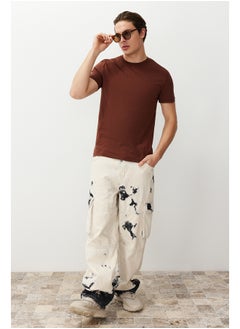 Brown Basic 100% Cotton Regular/Normal Cut Crew Neck T-Shirt TMNSS21TS0808