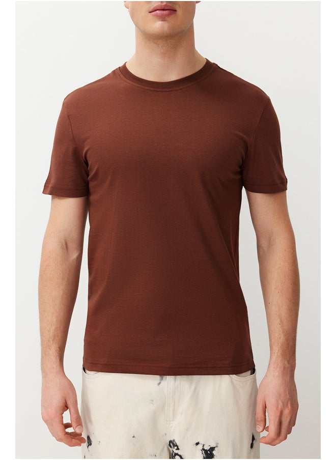 trendyol - Brown Basic 100% Cotton Regular/Normal Cut Crew Neck T-Shirt TMNSS21TS0808 - Image 1