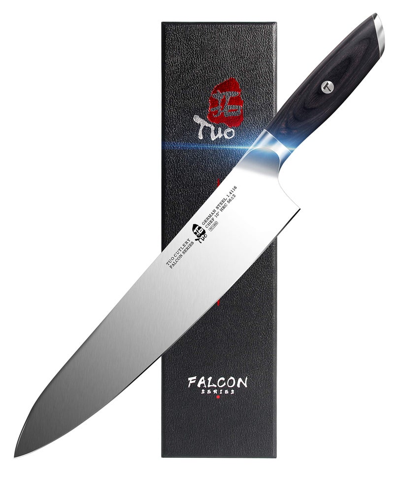 TUO Chef Knife 10 inch Kitchen Cooking Knife German HC Steel Professional Sharp Chopping Knife Kitchen Knives with Pakkawood Handle and Gift Packaging