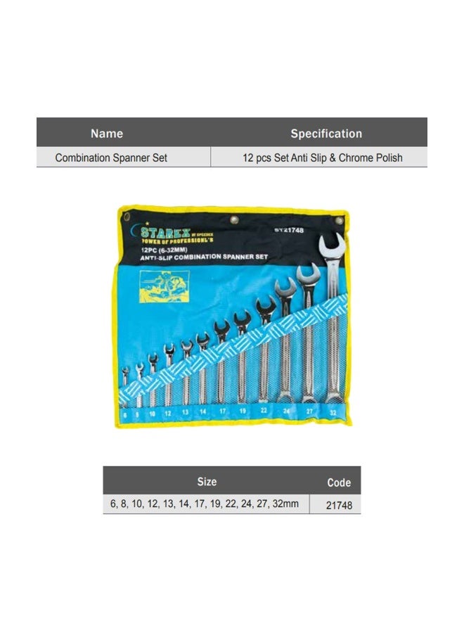 ستار إكس طقم مفاتيح ربط مركبة 12 قطعة 6‑32 مم – تشطيب كروم مضاد للانزلاق مع حقيبة - Image 1