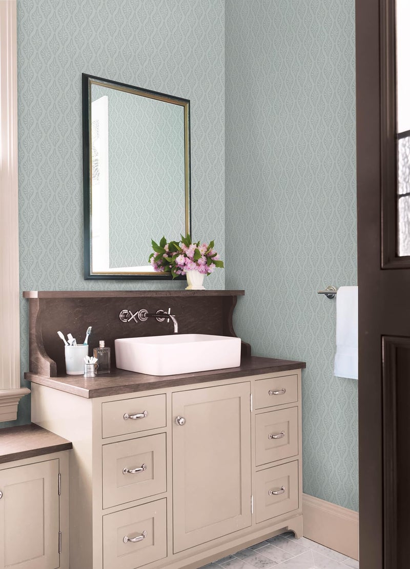 NuWallpaper Chris Loves Julia x Nova Mist Blue Peel and Stick Wallpaper, CJS6331 - Image 3