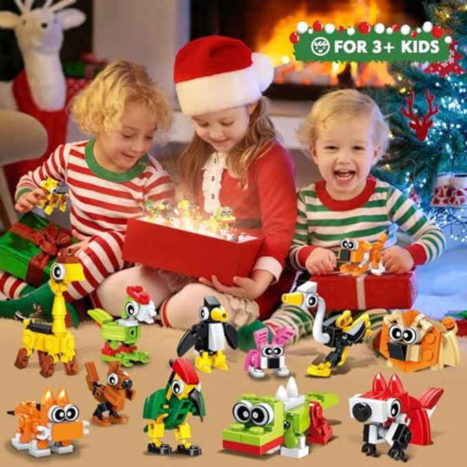 Hogokids 60 Kinds Party Favors for Kids, 20 Pack 3-in-1 Animals Building Block Toy Sets for Goodie Bags Stocking Stuffer Classroom Prizes Birthday Christmas Easter Gifts for Boys Girls Ages 6-12+ - Image 2
