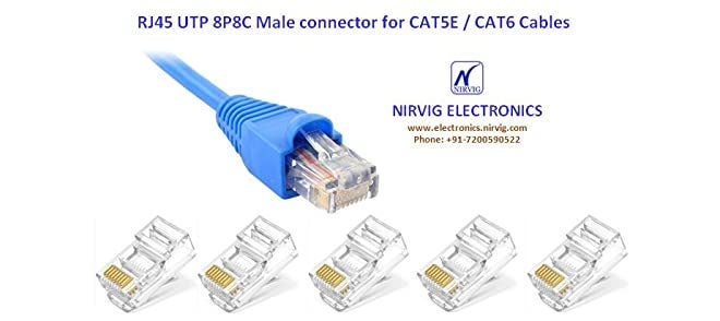 NIRVIG® 100 Pcs of Cat6 RJ45 UTP 8P8C Connector, Cat6 / Cat5e RJ45 Connector Transparent Ethernet Cable Crimp Connectors, UTP Network RJ45 Plug connector for Solid Wire and Standard Cable (Pack of 100 Pcs) - Image 2