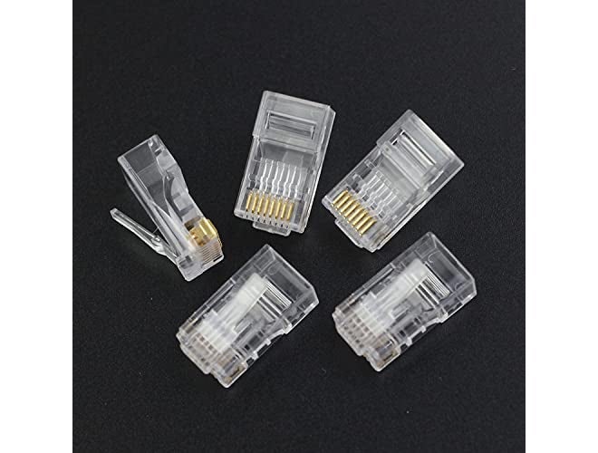 NIRVIG® 100 Pcs of Cat6 RJ45 UTP 8P8C Connector, Cat6 / Cat5e RJ45 Connector Transparent Ethernet Cable Crimp Connectors, UTP Network RJ45 Plug connector for Solid Wire and Standard Cable (Pack of 100 Pcs) - Image 3