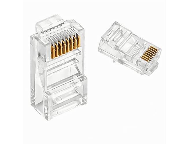 NIRVIG® 100 Pcs of Cat6 RJ45 UTP 8P8C Connector, Cat6 / Cat5e RJ45 Connector Transparent Ethernet Cable Crimp Connectors, UTP Network RJ45 Plug connector for Solid Wire and Standard Cable (Pack of 100 Pcs) - Image 5