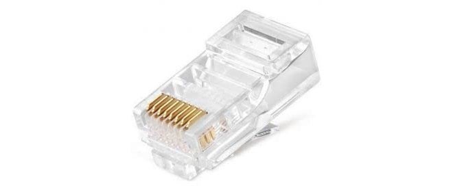 NIRVIG® 100 Pcs of Cat6 RJ45 UTP 8P8C Connector, Cat6 / Cat5e RJ45 Connector Transparent Ethernet Cable Crimp Connectors, UTP Network RJ45 Plug connector for Solid Wire and Standard Cable (Pack of 100 Pcs) - Image 1