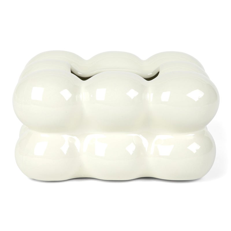 ELTOS Decorative Ceramic Tissue Paper Holder Box, Novelty, Modern Design, for Bathroom Vanity, Living Room, Bedroom Dresser, Night Stand, Kitchen Countertop, Office Desk, Home Decor, Cream - Image 1