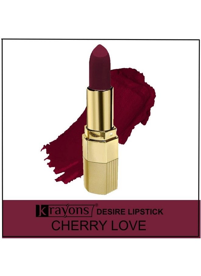 krayons - Desire Matte Lipstick Highly Pigmented Longlasting 3.5G Each Combo Pack Of 3 (Caramel Brown Scarlet Red Cherry Love) - Image 1
