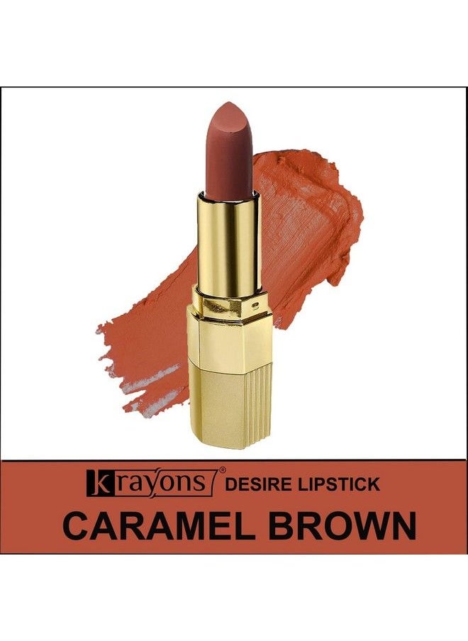 krayons - Desire Matte Lipstick Highly Pigmented Longlasting 3.5G Each Combo Pack Of 3 (Caramel Brown Scarlet Red Cherry Love) - Image 1