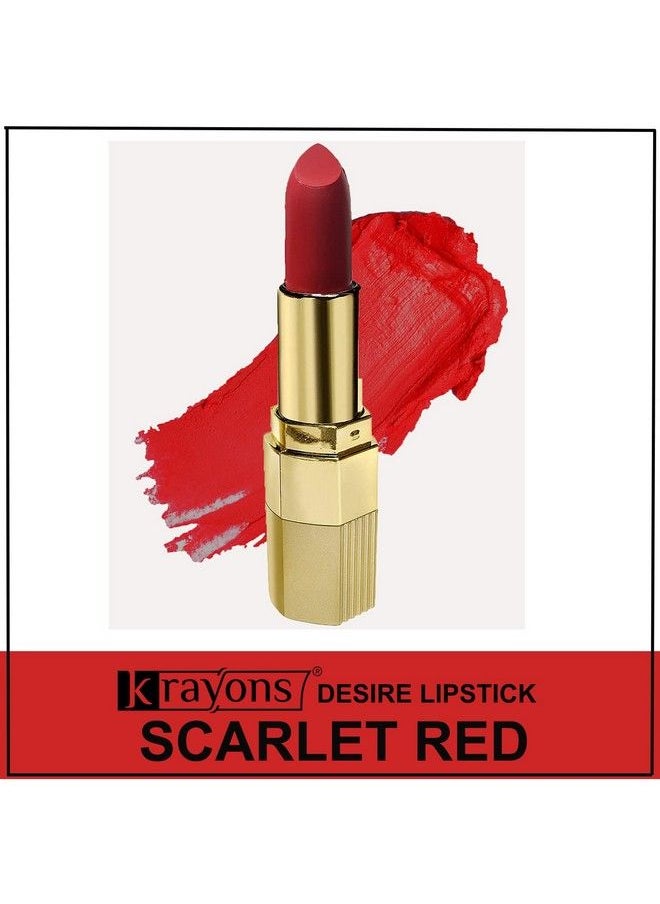 krayons - Desire Matte Lipstick Highly Pigmented Longlasting 3.5G Each Combo Pack Of 3 (Caramel Brown Scarlet Red Cherry Love) - Image 1