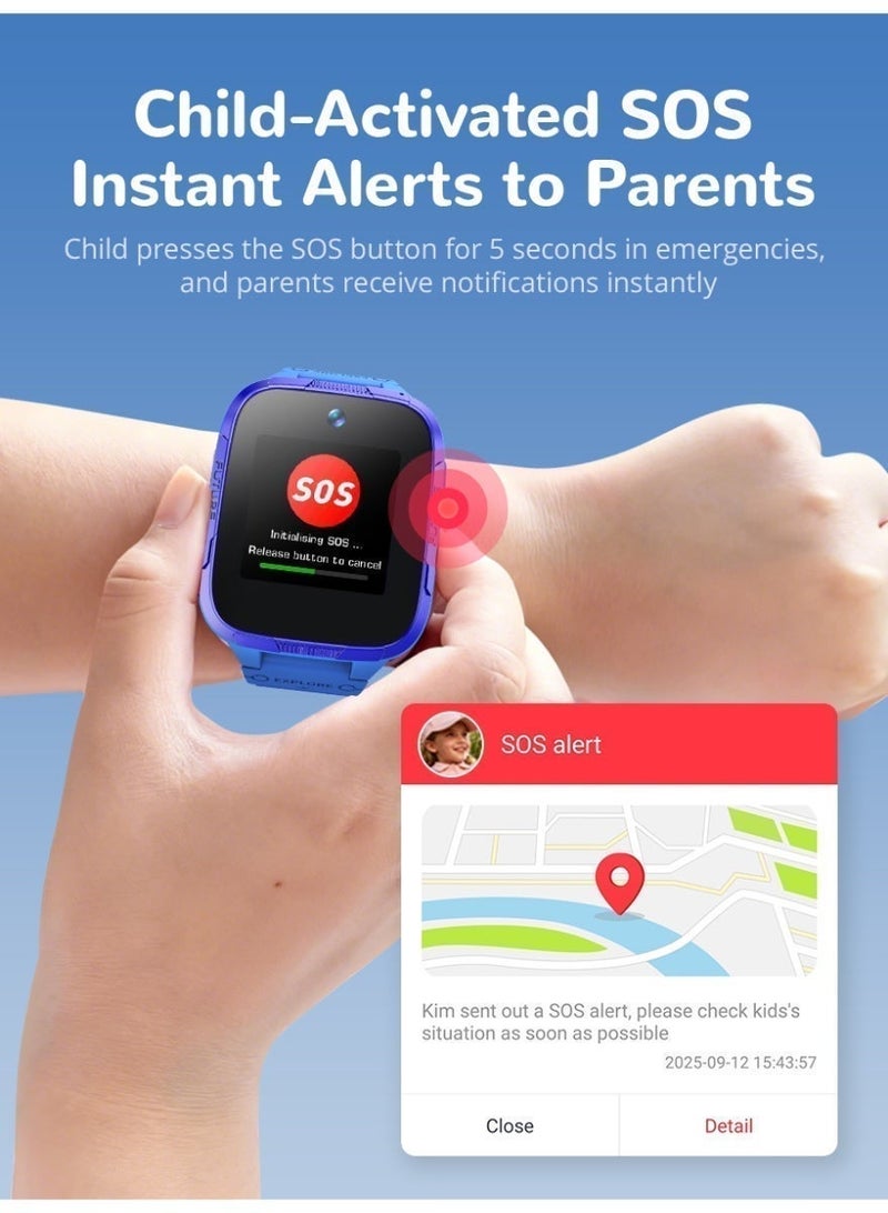 Botslab E3 Pro 4G Kids Smart Watch, GPS Tracker, Video & Two Way Call, SOS Emergency, IP68 Waterproof, Camera, Safe Zone Alert, Smart Watch for Boys Girls, Birthday Gift for Children - Image 4