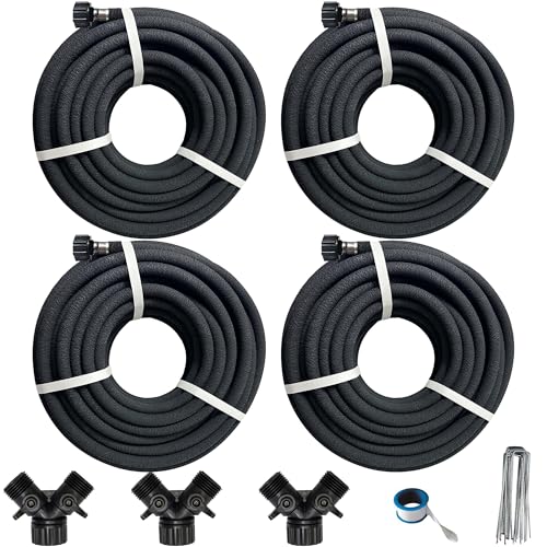 AMRITA Soaker Hose KIT12inch 15ft 5Pack Rubber Garden Hose 70 Water SavingBlack Heavy Duty Soaker Hose For Garden LawnGarden Raised Beds1215FTX4 - Image 1
