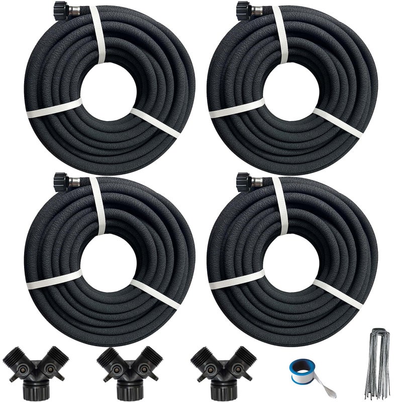 AMRITA Soaker Hose KIT12inch 15ft 5Pack Rubber Garden Hose 70 Water SavingBlack Heavy Duty Soaker Hose For Garden LawnGarden Raised Beds1215FTX4 - Image 2