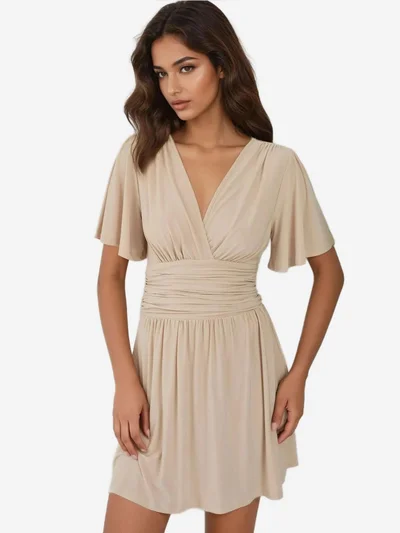 HICCUP V-Neck Short Sleeve Mini Dress