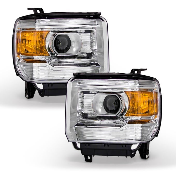 For 20142019 Gmc Sierra Headlight Assembly 20142018 Gmc Sierra 1500 Basedenalisleslt 20152019 Gmc Sierra 25003500 Basedenalisleslt Chrome Housing Amber Reflector Replacement Pair