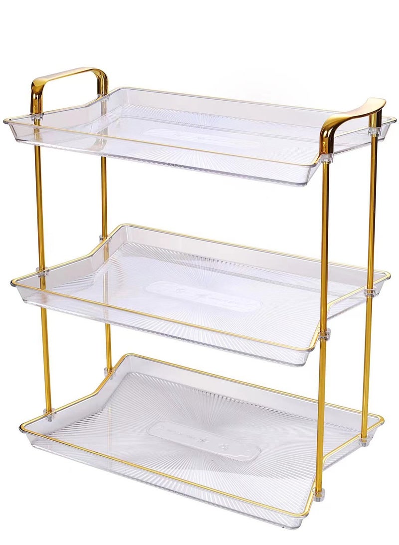 كوزي نست صواني تقديم الفاكهة متعددة الطبقات بمقابض ذهبية، أطباق طاولة مستديرة للديكور المنزلي للطعام، وحفلات الكيك، وحامل المعجنات، والكوكتيل، وتناول الطعام والقهوة - Image 1