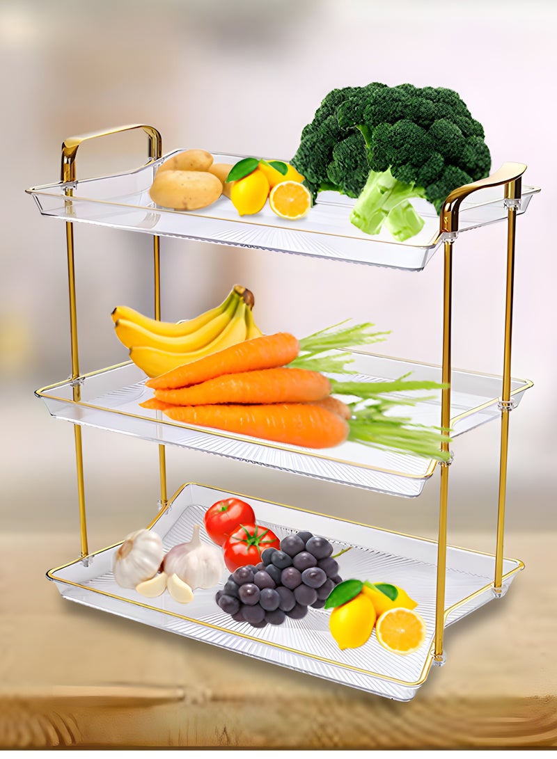 كوزي نست صواني تقديم الفاكهة متعددة الطبقات بمقابض ذهبية، أطباق طاولة مستديرة للديكور المنزلي للطعام، وحفلات الكيك، وحامل المعجنات، والكوكتيل، وتناول الطعام والقهوة - Image 3