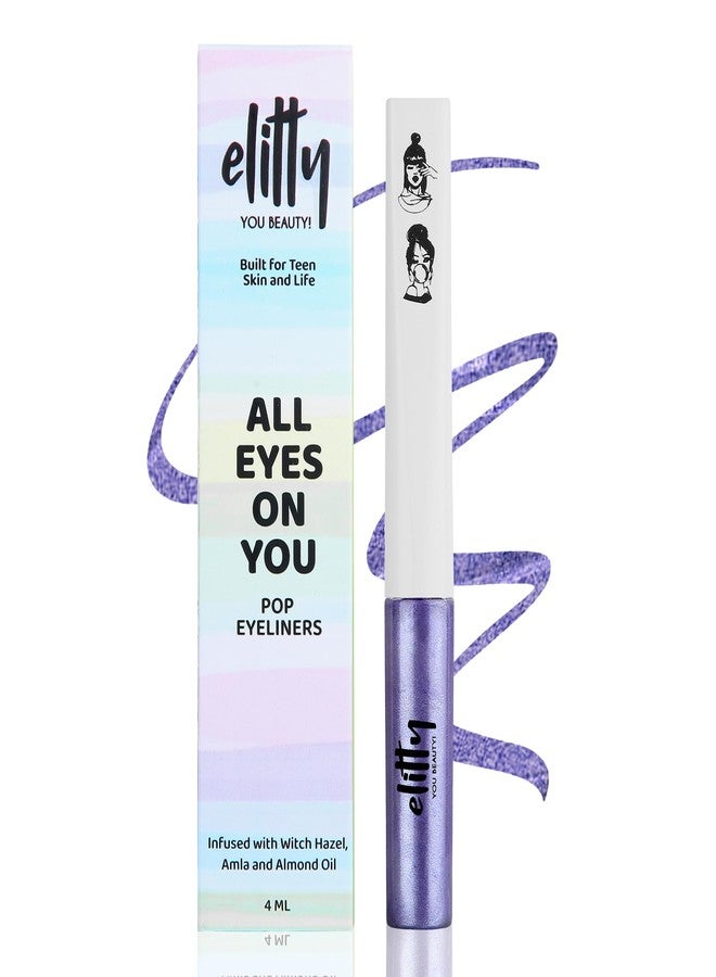 Elitty Waterproof Eyeliner - 4g Purple Colour With Intense Metallic Finish | Smudge Proof, Long Lasting Liquid Liner For Eye Makeup | Quick Drying Formula With Fine Tip For Smooth, Precise Application - Image 1