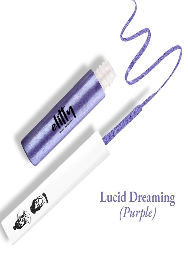 Elitty Waterproof Eyeliner - 4g Purple Colour With Intense Metallic Finish | Smudge Proof, Long Lasting Liquid Liner For Eye Makeup | Quick Drying Formula With Fine Tip For Smooth, Precise Application - Image 2