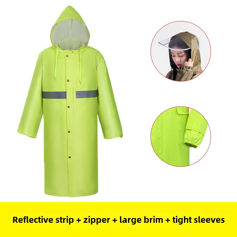 Generic Long Reflective Security Raincoat Thicker Full Body Waterproof fluorescent yellow reflective zipper