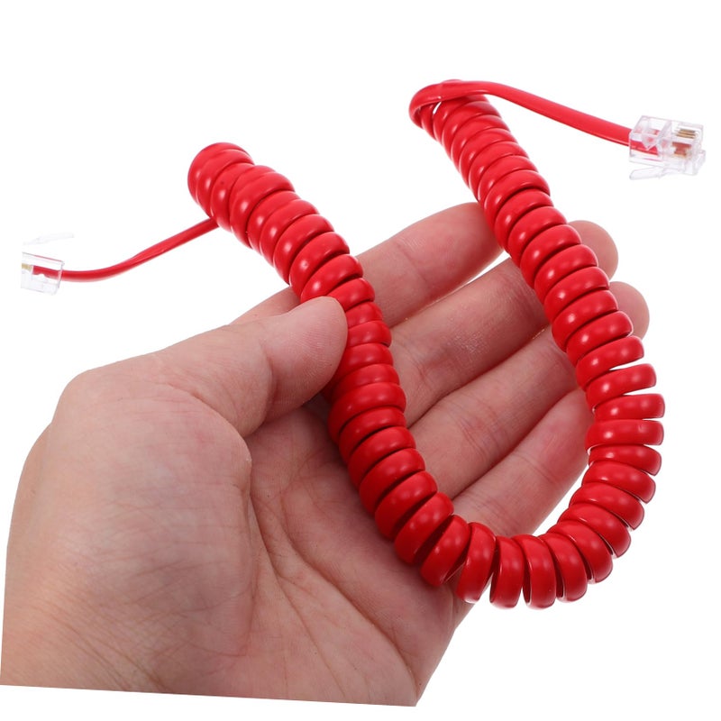 Red Coiled Telephone Cord 2 Pack Durable Spiral Cable for Landline Receiver Reliable Signal - Image 5