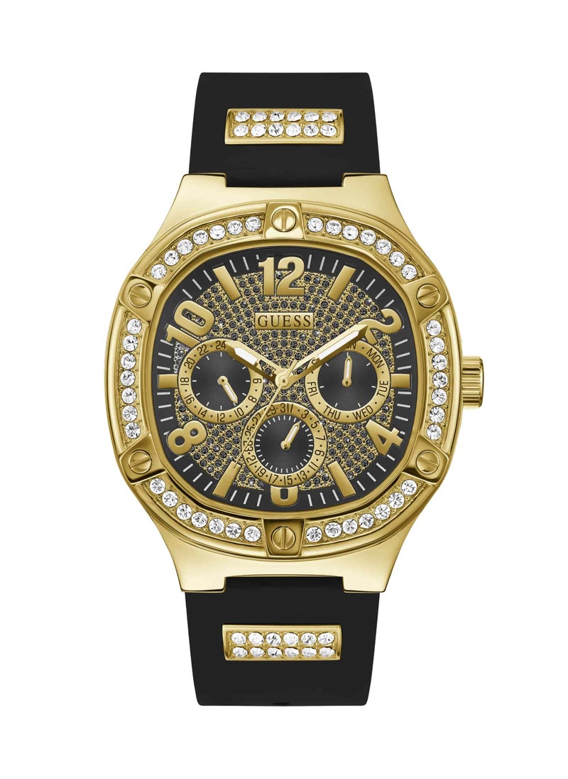 GUESS ساعة جيس الرياضية للرجال بمينا سوداء وهيكل مربع ومتعددة الوظائف GW0641G2  - Image 1