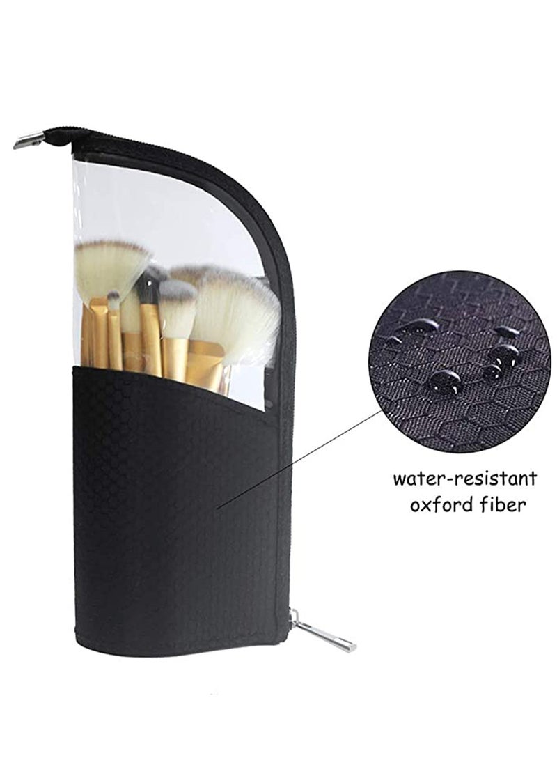 KASTWAVE Makeup Brush Holder, Waterproof Makeup Zipper Pouch with Divider Portable Clear Plastic Makeup Bag Cosmetic Organizer Bag Travel Make Up Brush Bag for Women - Image 2