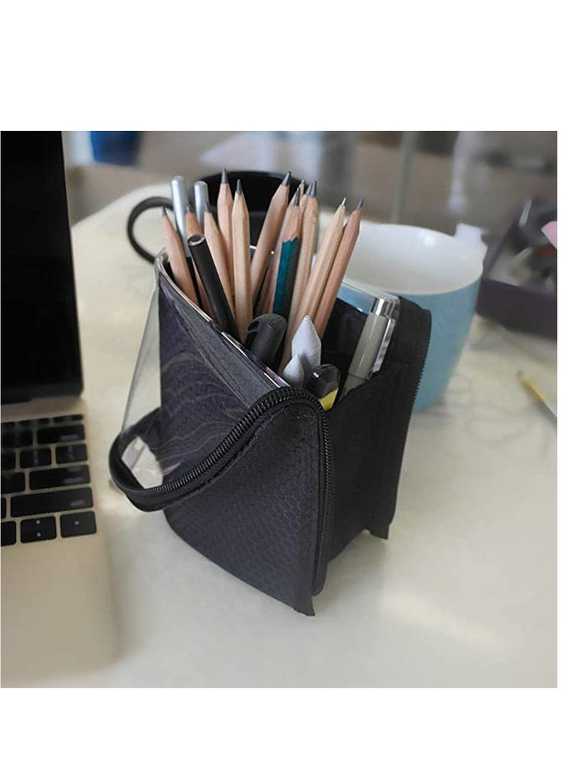 KASTWAVE Makeup Brush Holder, Waterproof Makeup Zipper Pouch with Divider Portable Clear Plastic Makeup Bag Cosmetic Organizer Bag Travel Make Up Brush Bag for Women - Image 5