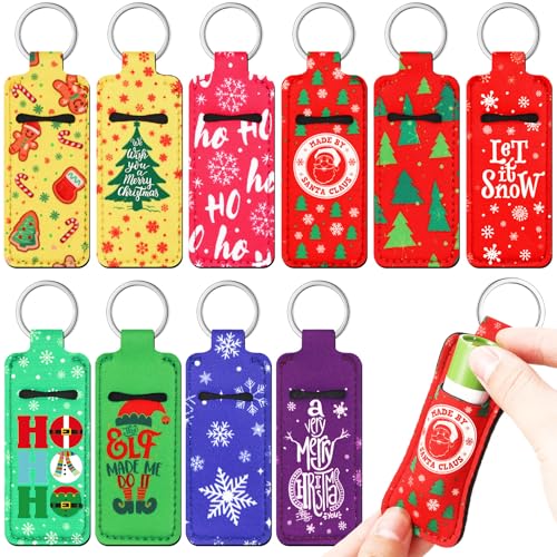 Swiffen 50 Pcs Christmas Lip Balm Holders Bulk Christmas Lipstick Lip Gloss Holder Keychain Xmas Stocking Stuffers Gift WomenClassic - Image 1