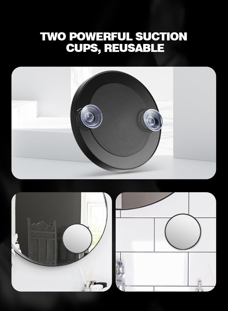 KHAJUL 3PCS Makeup Mirror, Magnifying Mirror with Suction Cups and Tweezers Set, 3.5 inches Travel Magnified Makeup Mirror (Black/10X/20X/30X) - Image 4