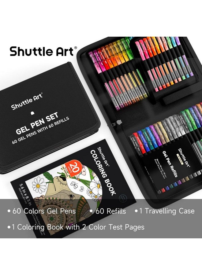 Shuttle Art Gel Pens, 120 Pack Gel Pen Set 60 Colored Gel Pen with 60 Refills for Adults Coloring Books Drawing Doodling Crafts Scrapbooking Journaling - Image 2