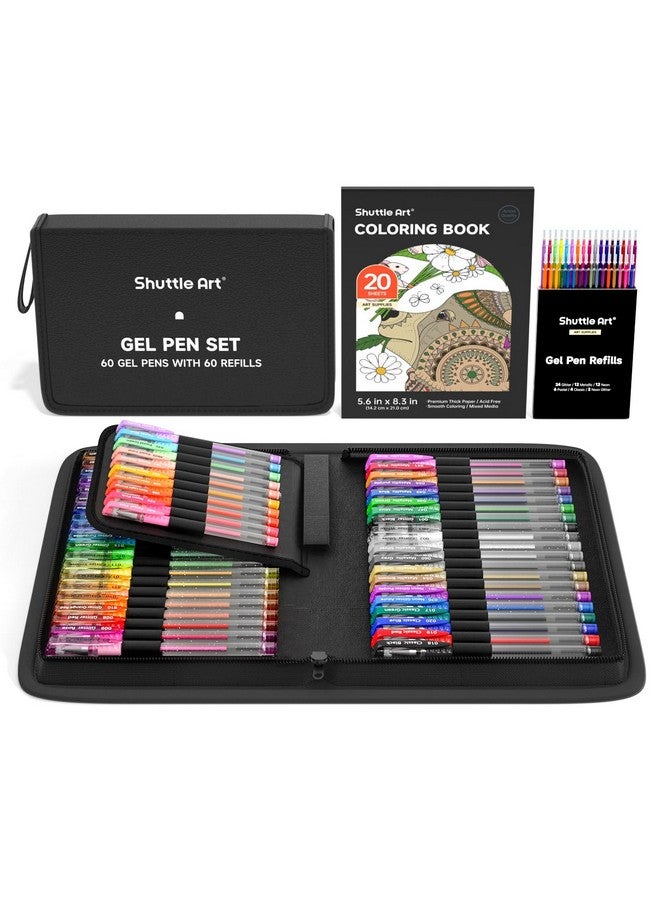 Shuttle Art Gel Pens, 120 Pack Gel Pen Set 60 Colored Gel Pen with 60 Refills for Adults Coloring Books Drawing Doodling Crafts Scrapbooking Journaling - Image 1