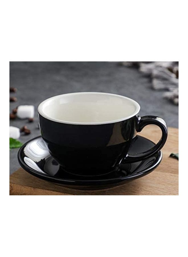 Coffeezone Cappuccino Barista Cup and Saucer Latte Art and Americano New Bone China for Coffee Shop (Glossy Black, 8.5 oz) - Image 3