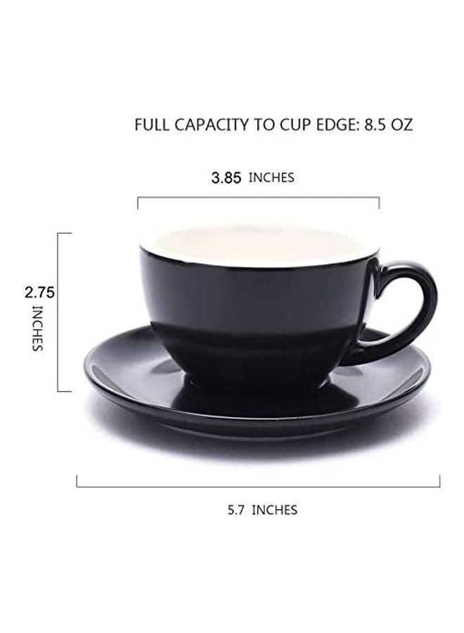 Coffeezone Cappuccino Barista Cup and Saucer Latte Art and Americano New Bone China for Coffee Shop (Glossy Black, 8.5 oz) - Image 5