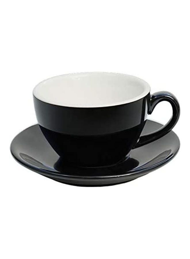 Coffeezone Cappuccino Barista Cup and Saucer Latte Art and Americano New Bone China for Coffee Shop (Glossy Black, 8.5 oz) - Image 1