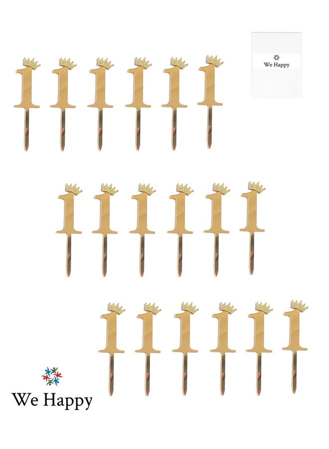 We Happy 1st Birthday Cake Topper Sparkling Gold Acrylic 1 Number Prop for Photoshoots and Parties  - Image 1